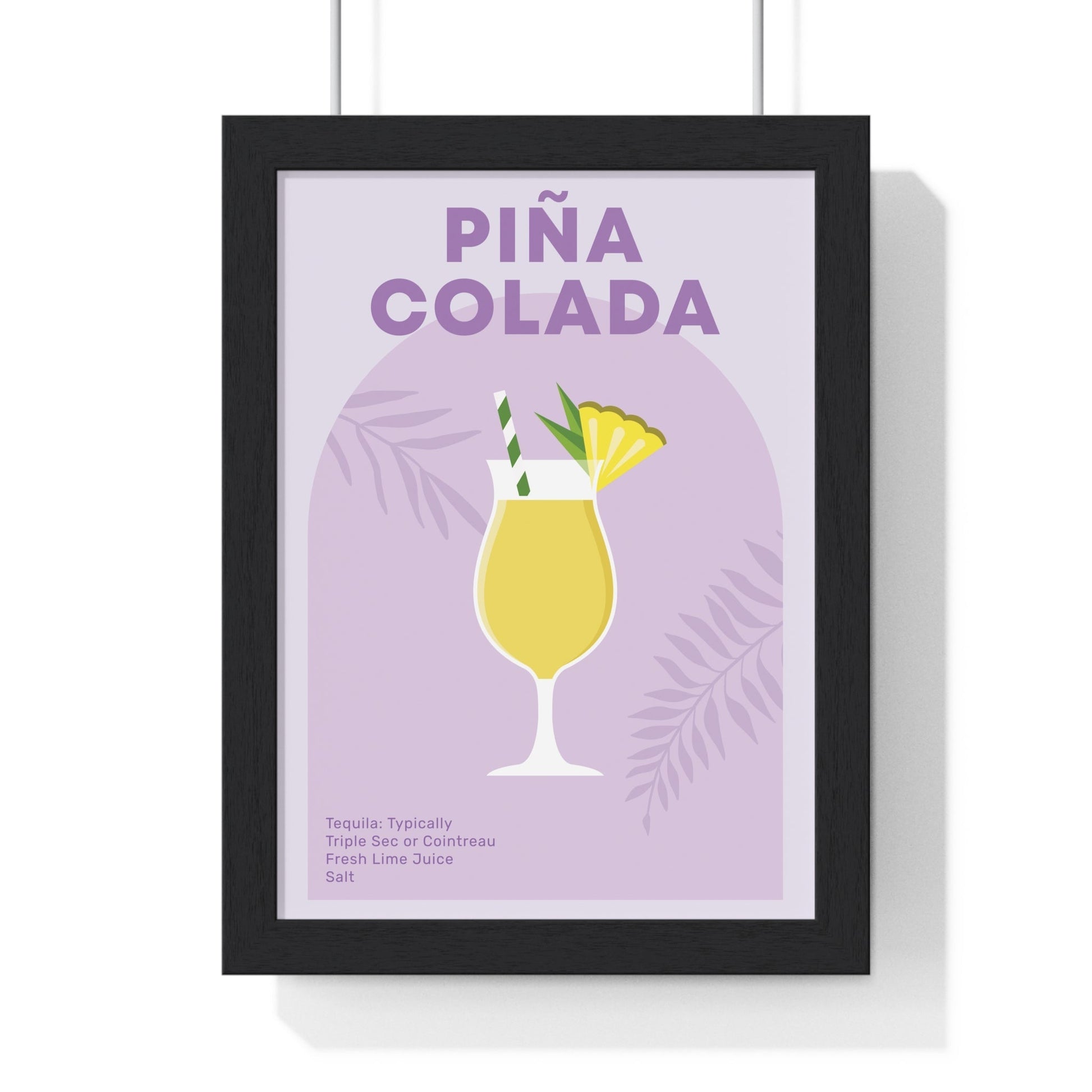 Framed Pi�a Colada Cocktail - Tropical Home Bar Decor print