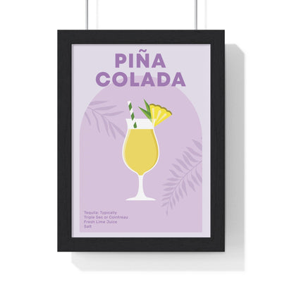 Framed Pi�a Colada Cocktail - Tropical Home Bar Decor print