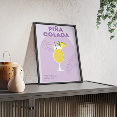 Framed Pi�a Colada Cocktail - Tropical Home Bar print