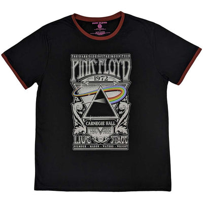 Black t-shirt with Pink Floyd Unisex Ringer - Carnegie Hall Poster (Black) Official Merch