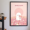 Pink Ghost Print - on a bedroom wall