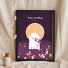 Pink Ghost Print - dark plum night version