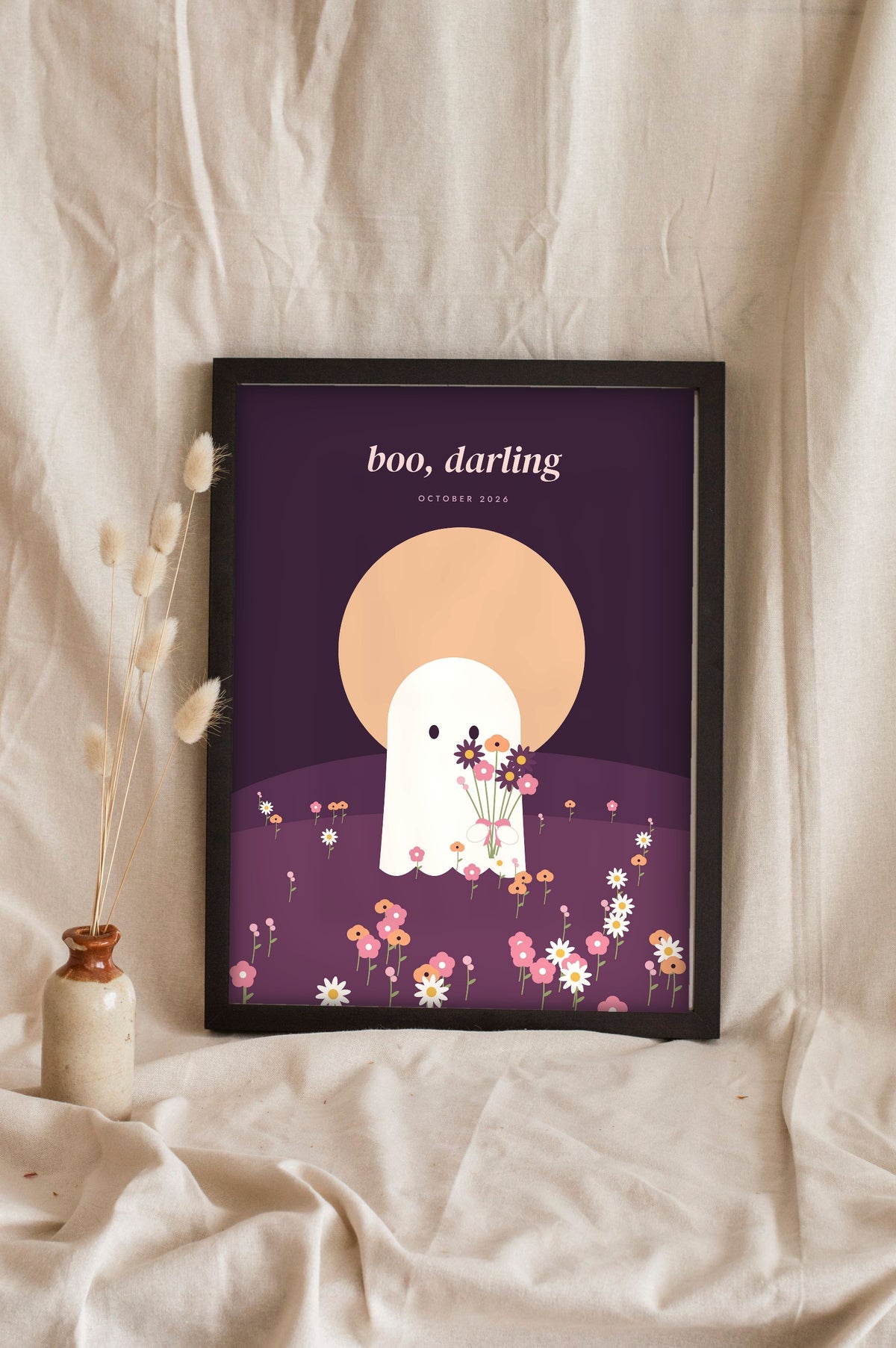 Pink Ghost Print - dark plum night version