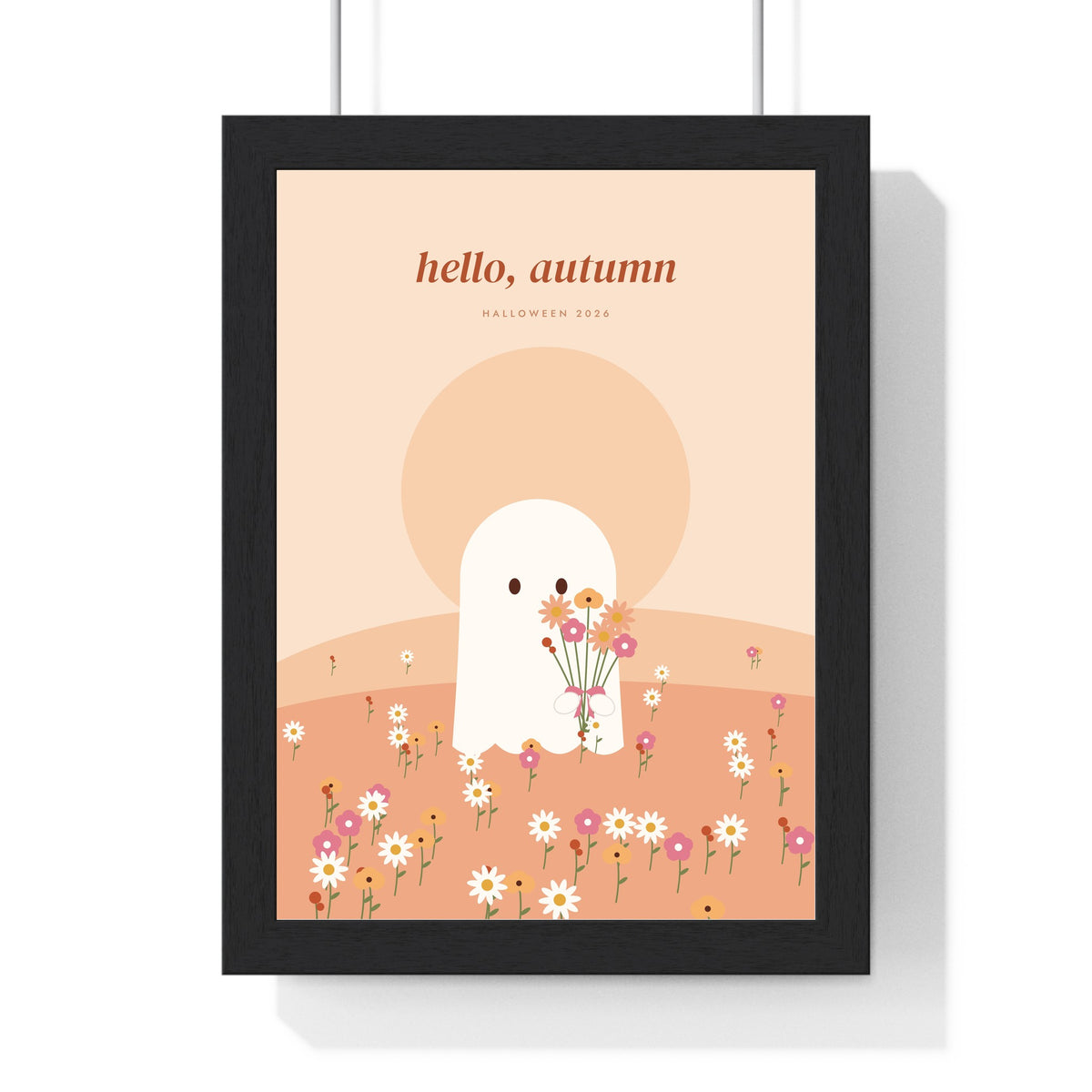 Pink Ghost Print - peach hello autumn version