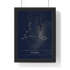 Pisces Constellation print framed in a black frame, ready to hang