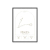 Framed Pisces Minimalist Astrology Chart poster close-up