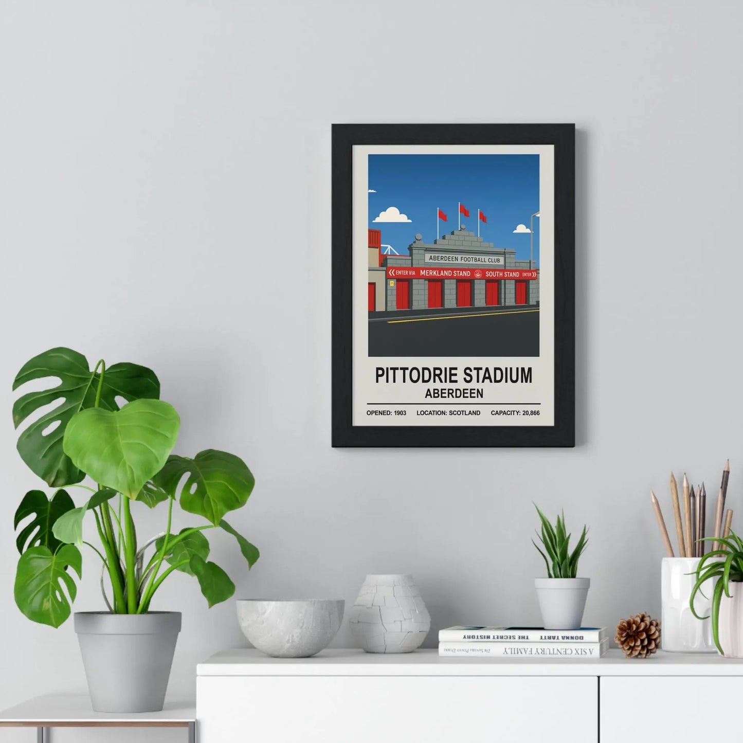 Framed Pittodrie Stadium Aberdeen poster