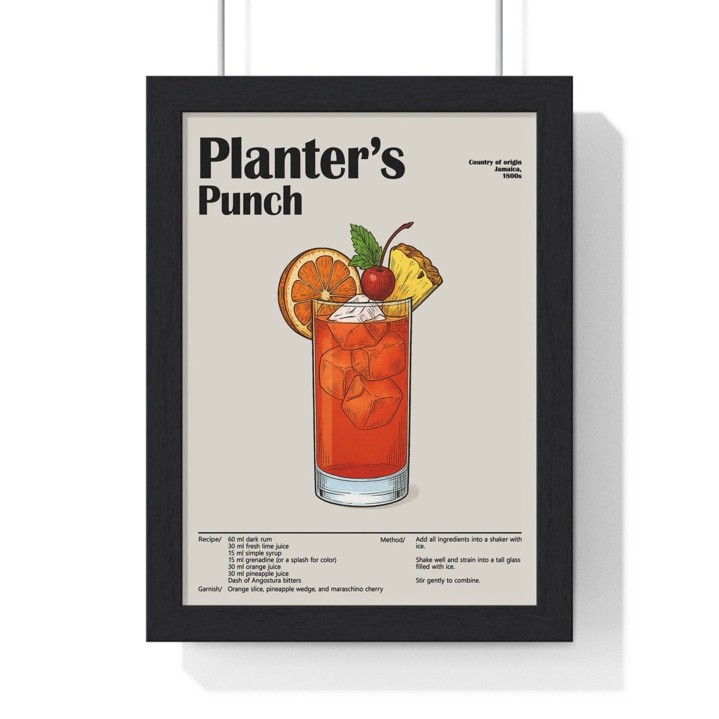 Planter’s Punch Cocktail Poster – Caribbean Rum Wall Art