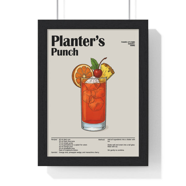 Planter's Punch cocktail poster framed - Caribbean rum wall art