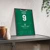 Plymouth Argyle 1-0 Liverpool FA Cup 2025 Poster - Ryan Hardie 9 Home Park Shirt Print framed and leaning on a sideboard