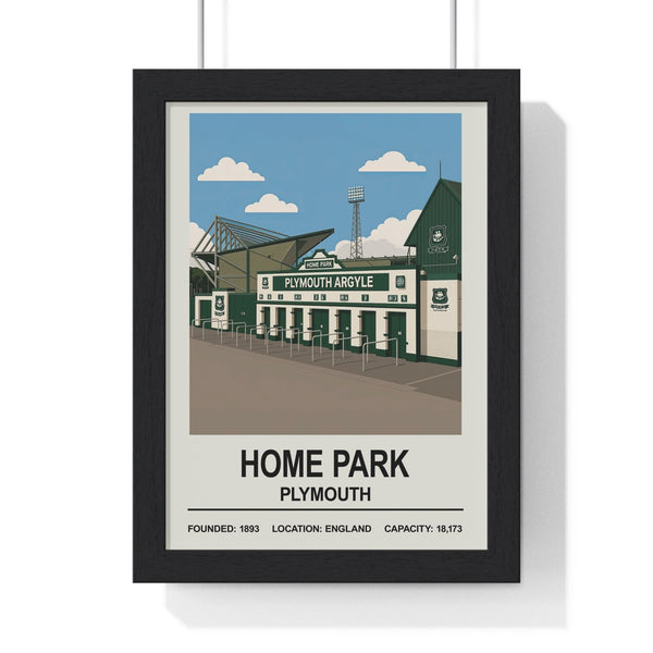 Plymouth Argyle Home Park stadium print framed black frame football wall art