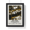 PNC Park map print framed in a black frame, ready to hang