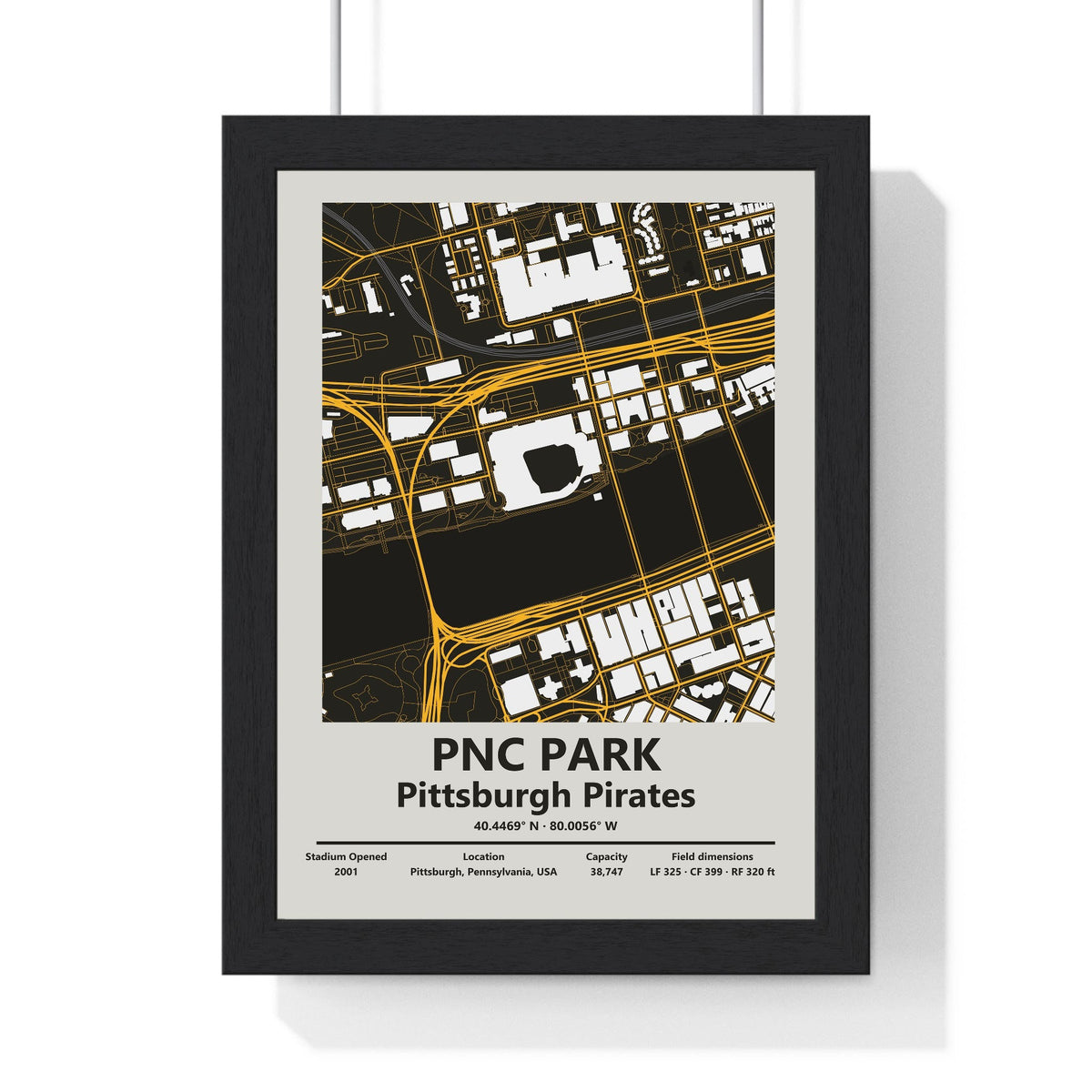 PNC Park Pittsburgh Pirates MLB Stadium Map Print