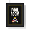 Pool Room Sign print framed in a black frame, ready to hang