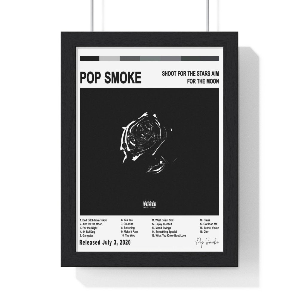 Pop Smoke - Shoot for the Stars Aim for the Moon Album Cover Poster - Poster Kingz - A5 (unframed) - White - 