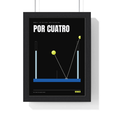 Por Cuatro Padel print framed in a black frame, ready to hang
