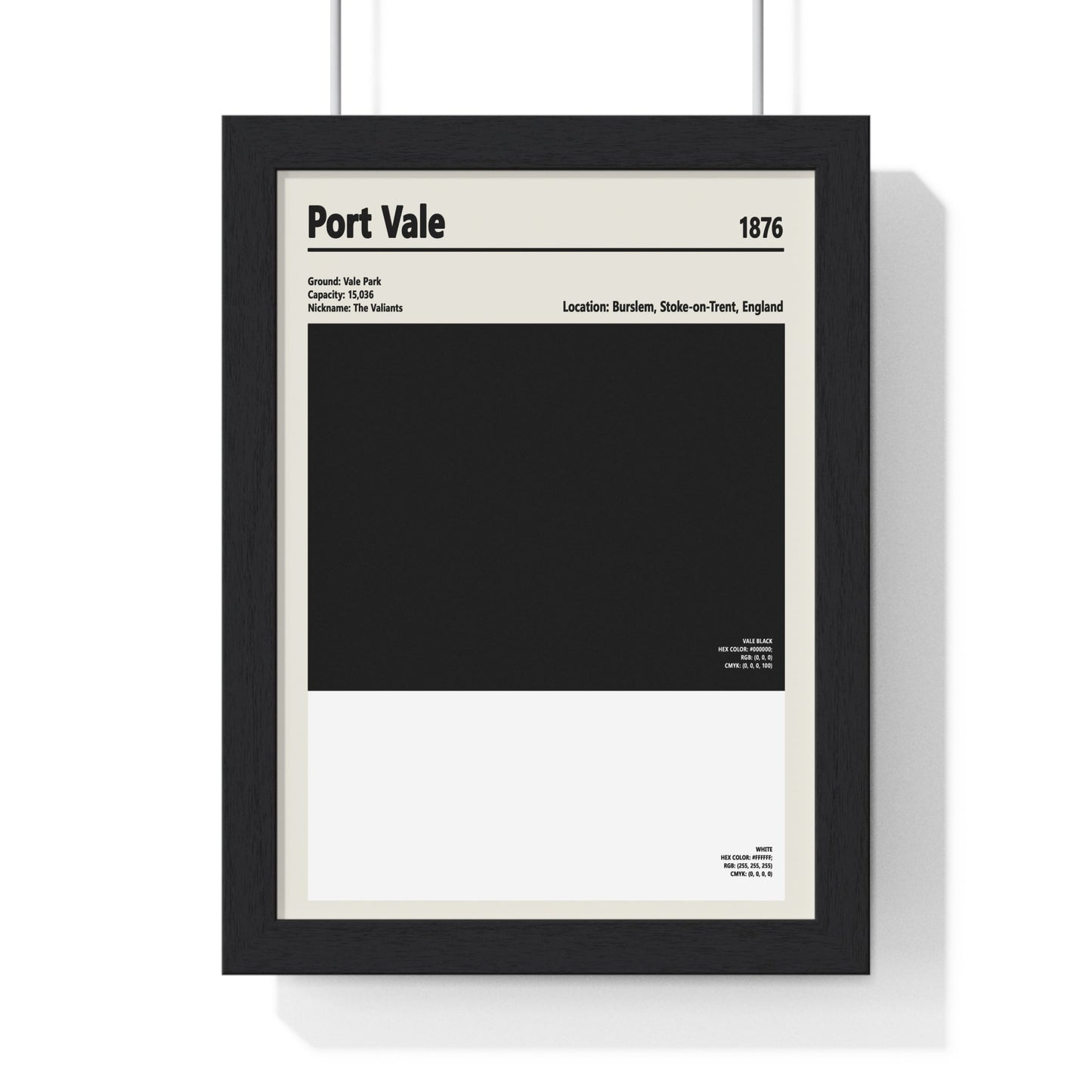 Framed Port Vale colour swatch print