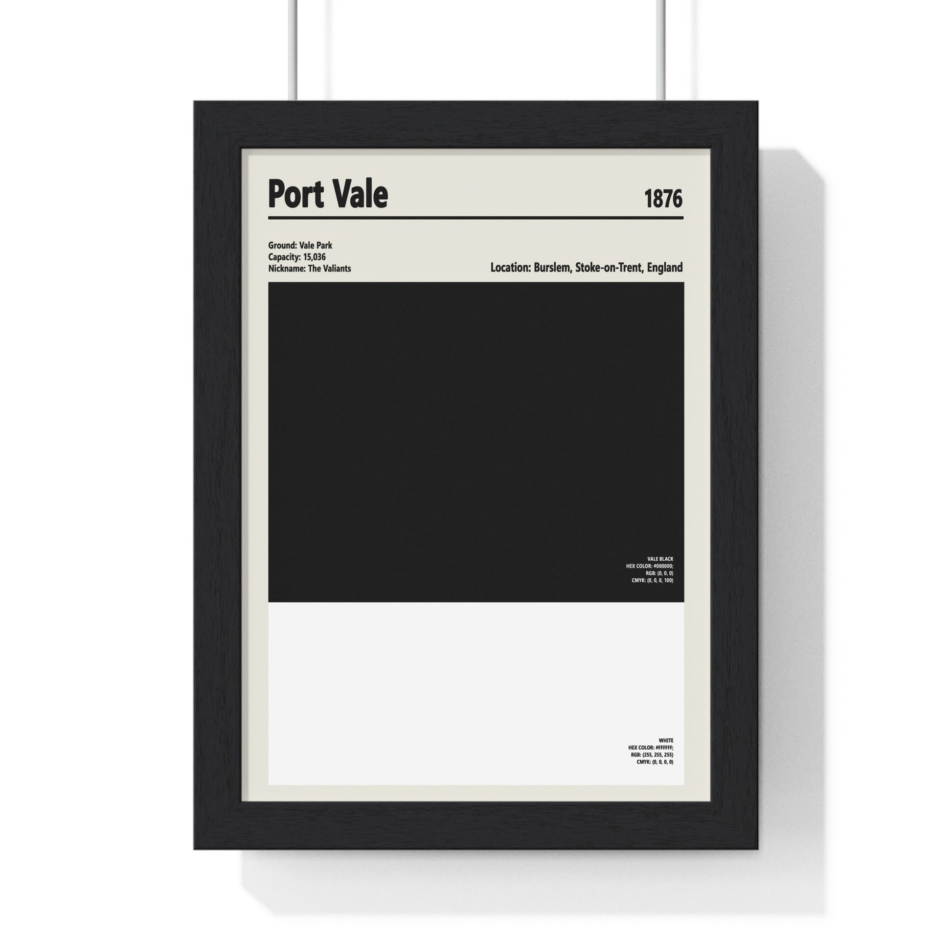 Framed Port Vale colour swatch print