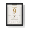Port Vale Play-Off Final 2022 Poster - James Wilson 9 Wembley Shirt Print framed in a black frame, ready to hang