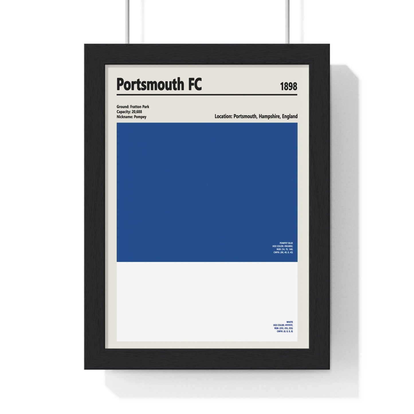 Framed Portsmouth FC colour swatch print