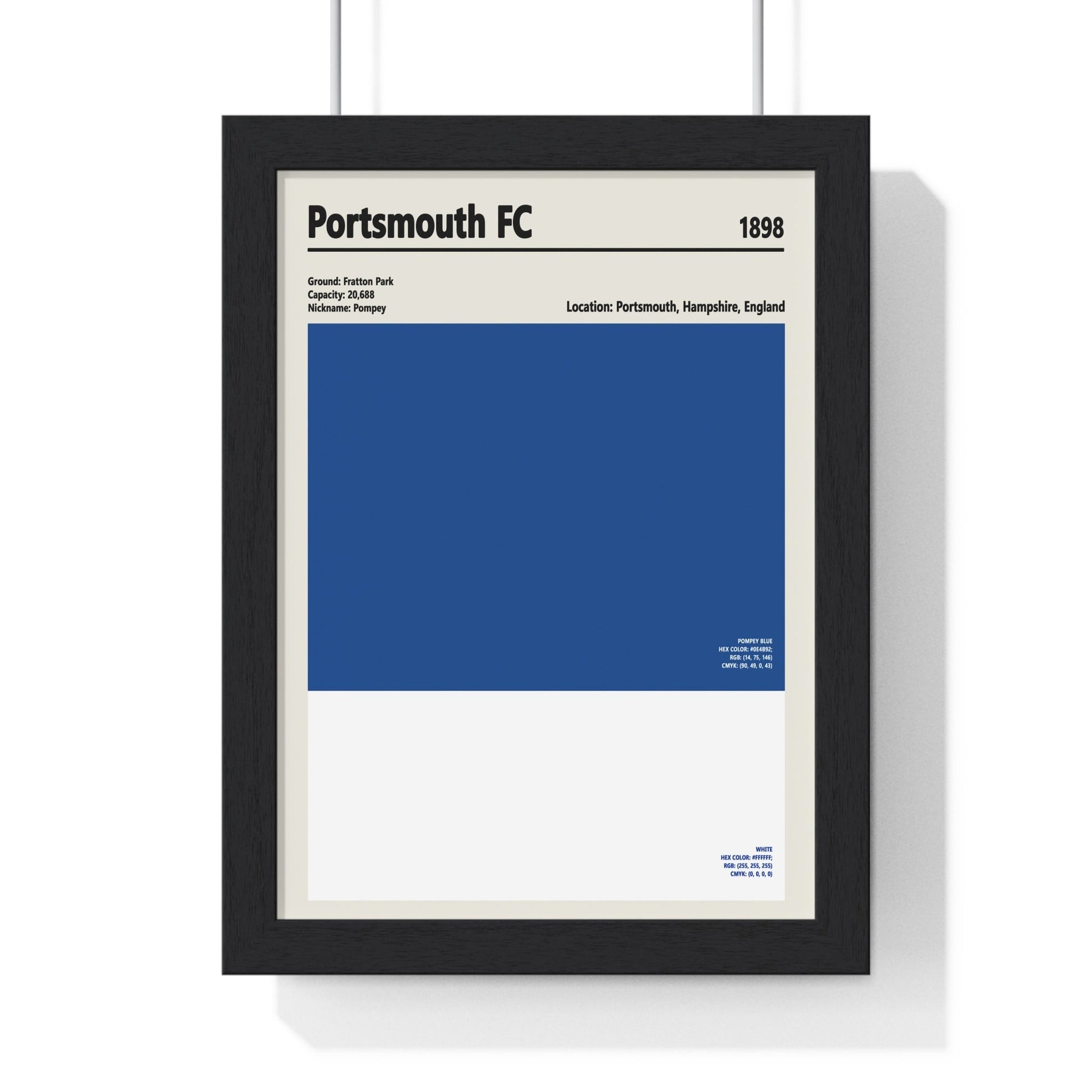 Framed Portsmouth FC colour swatch print