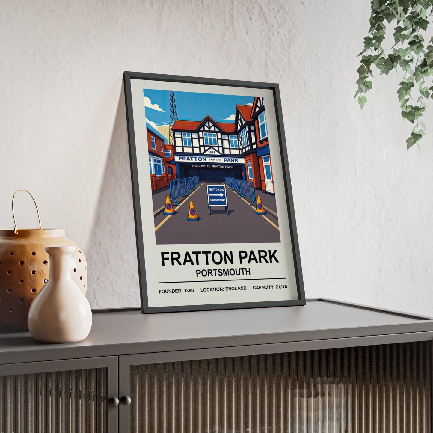 Framed Portsmouth Fratton Park Stadium poster