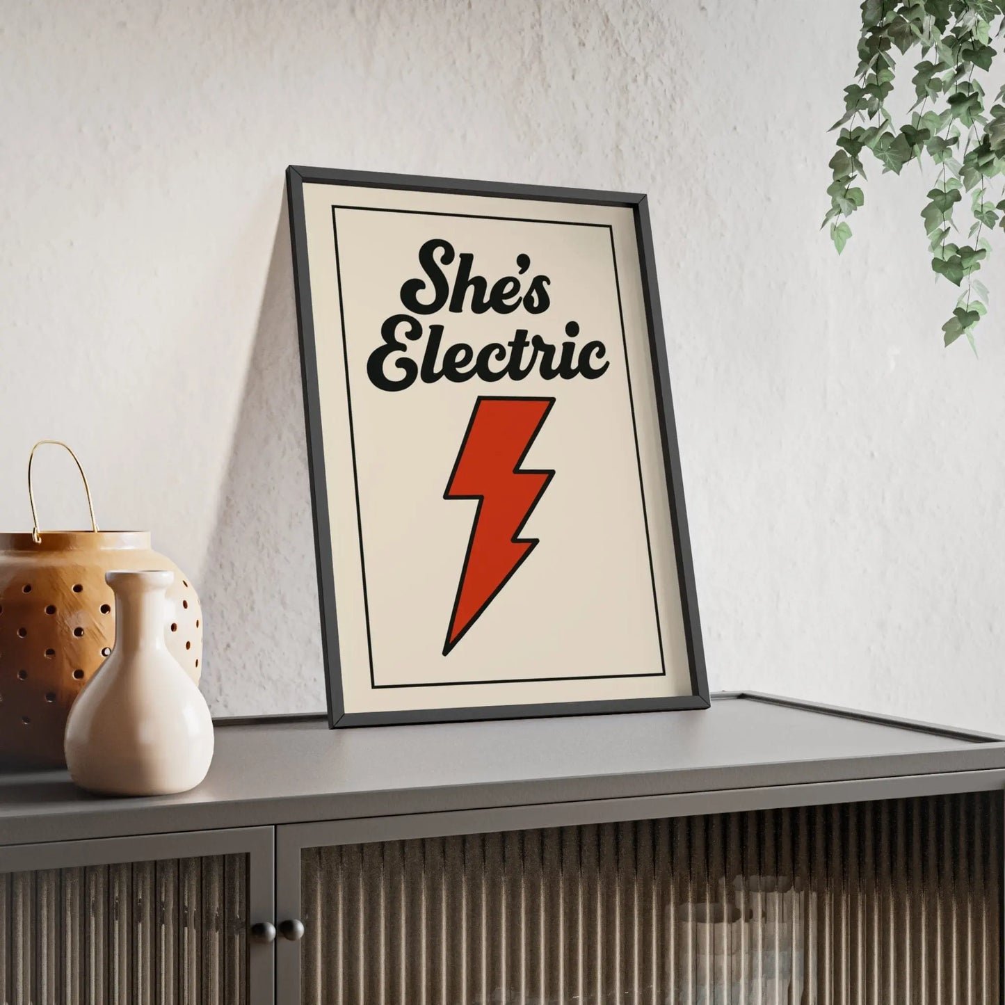 Album Cover Poster She’s Electric Inspired Poster – Vintage Lightning Bolt Minimalist Wall Art Poster Kingz