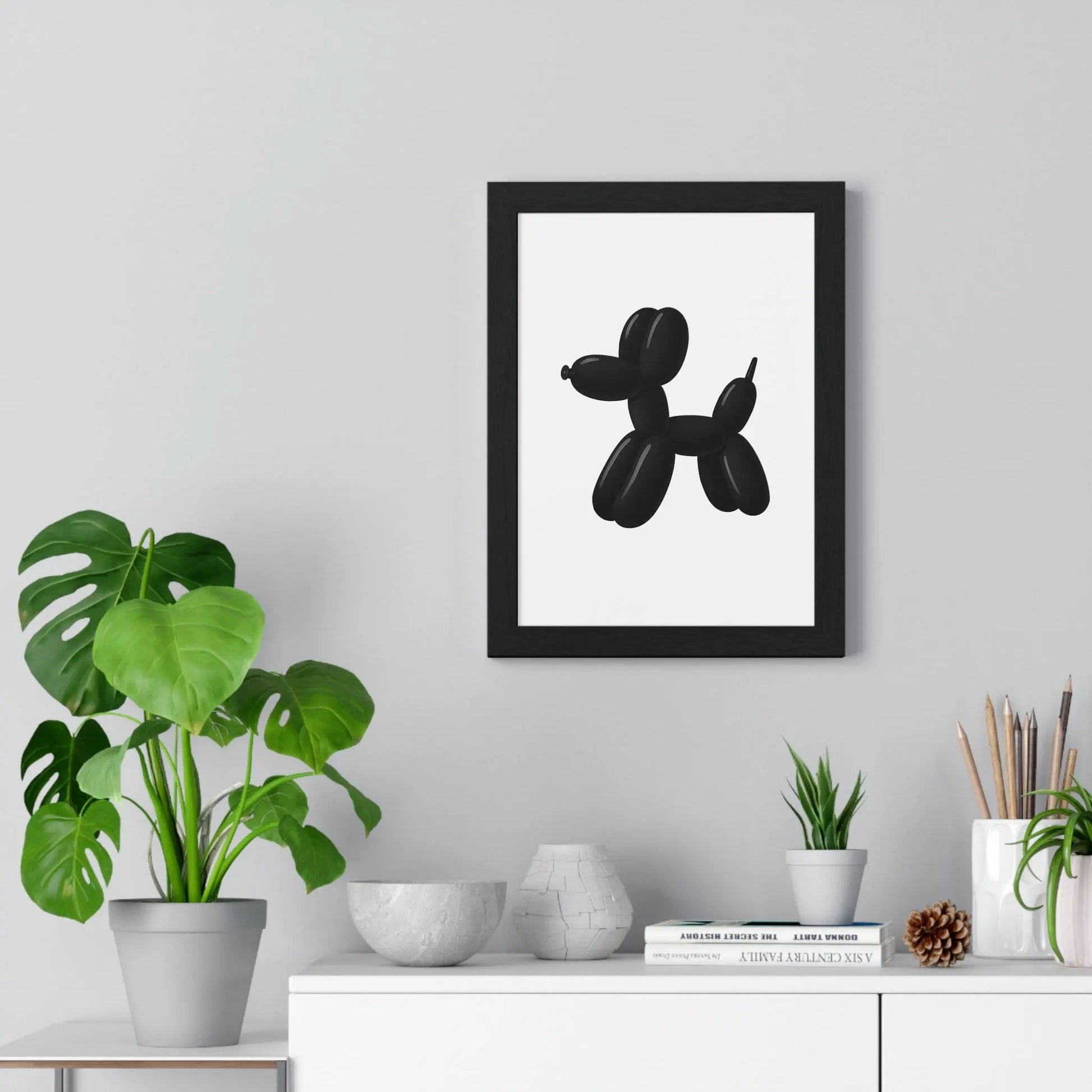 Bathroom Black Balloon Dog Poster | Minimalist Bathroom Wall Art Poster Kingz