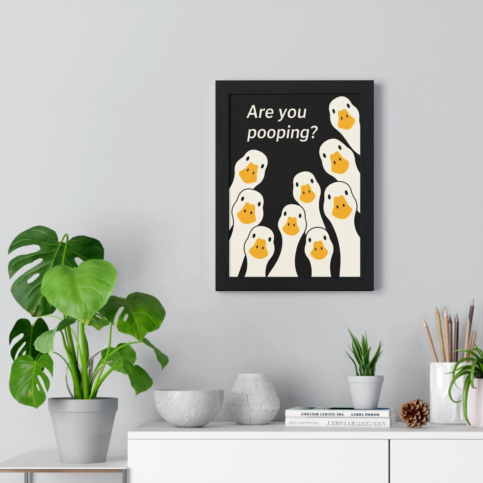 Bathroom Curious Ducks and Bold Question Poster Kingz