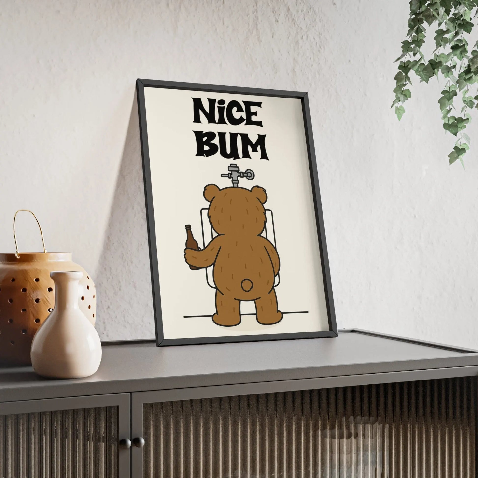 Bathroom Nice Bum Funny Bathroom Poster | Bear Toilet Wall Art Poster Kingz