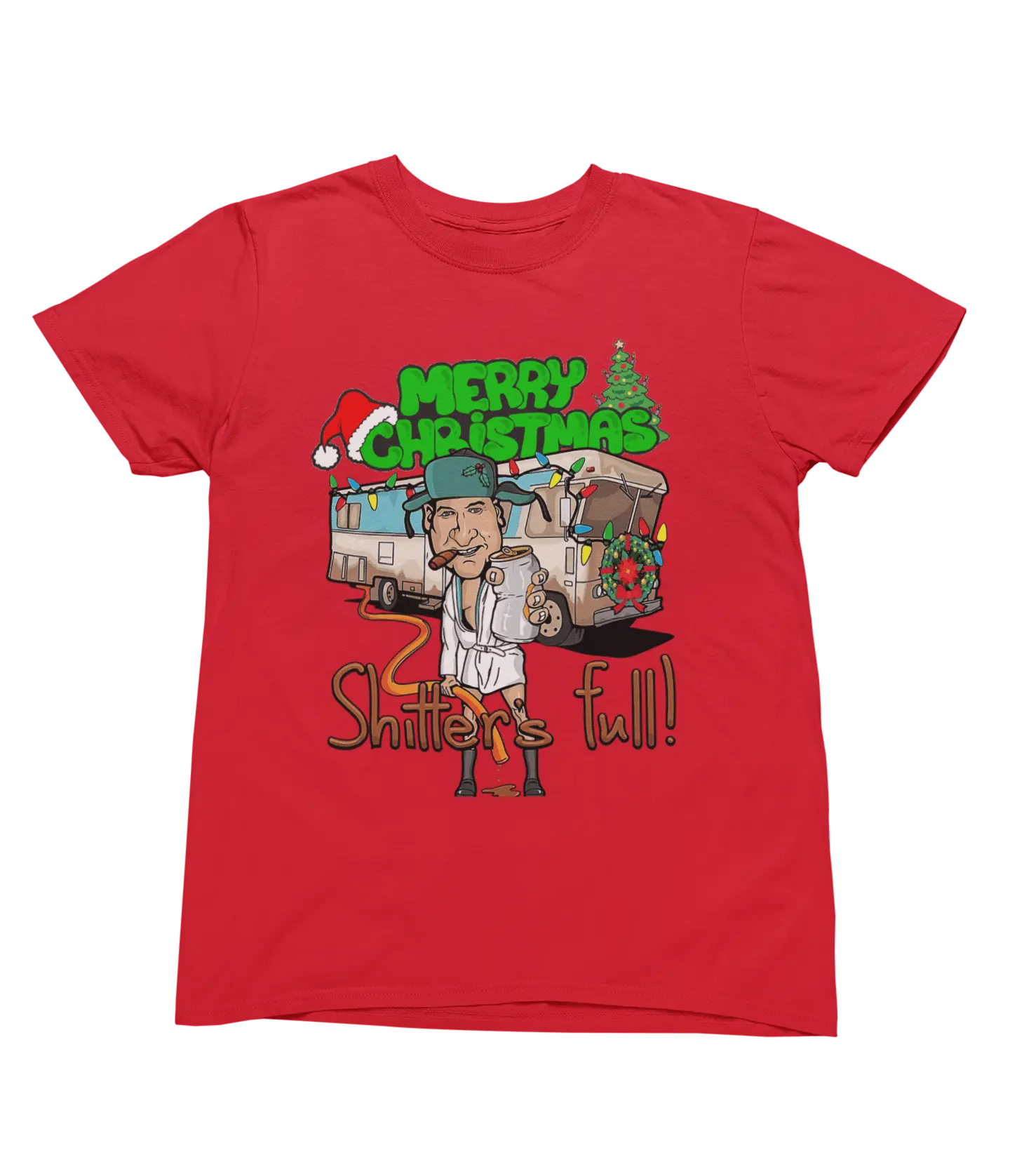 Clothing Cousin Eddie Christmas Jumper & T-Shirt – Funny “Shitter’s Full” Parody Poster Kingz