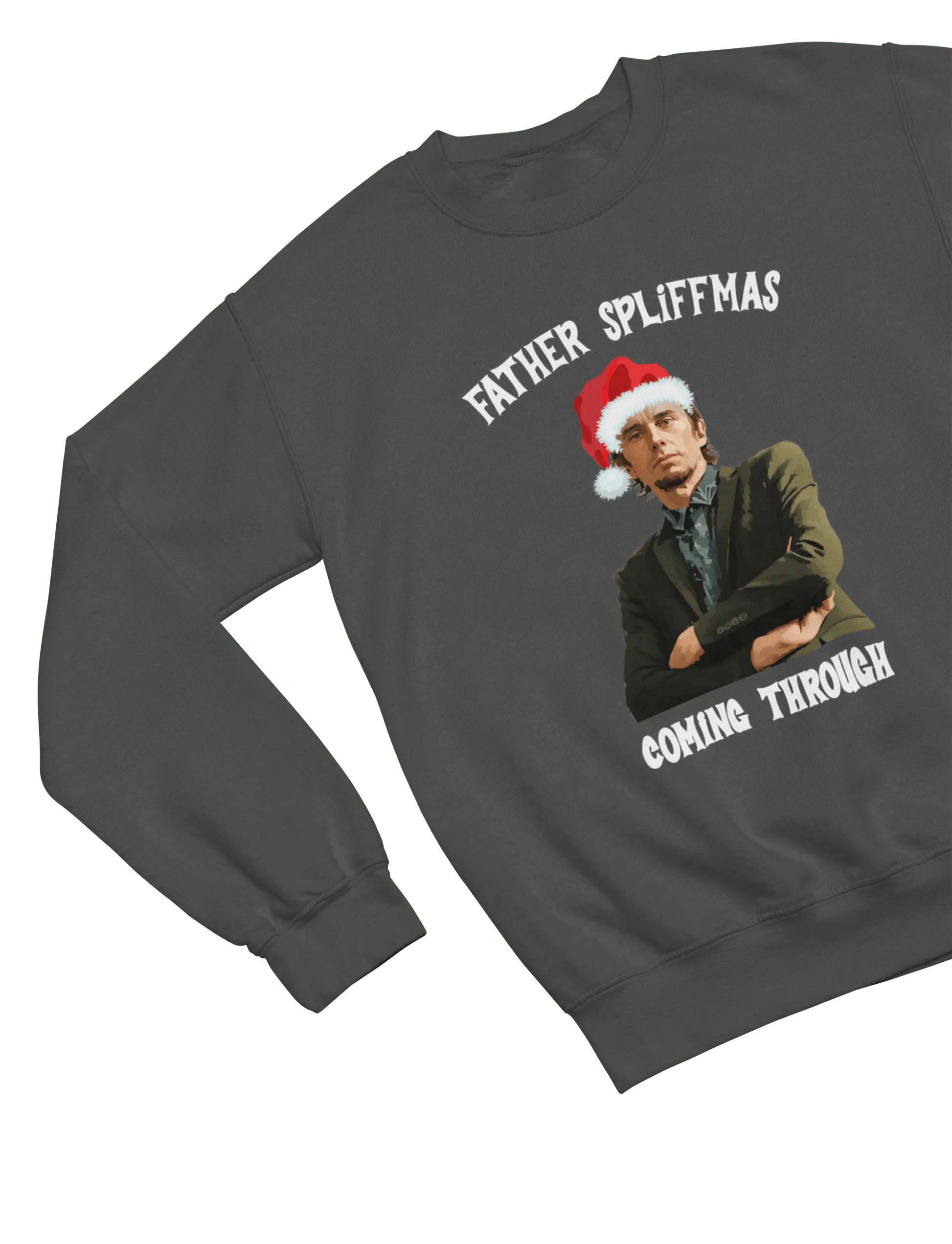 Gray Father Spliffmas Christmas sweatshirt Peep Show Super Hans parody