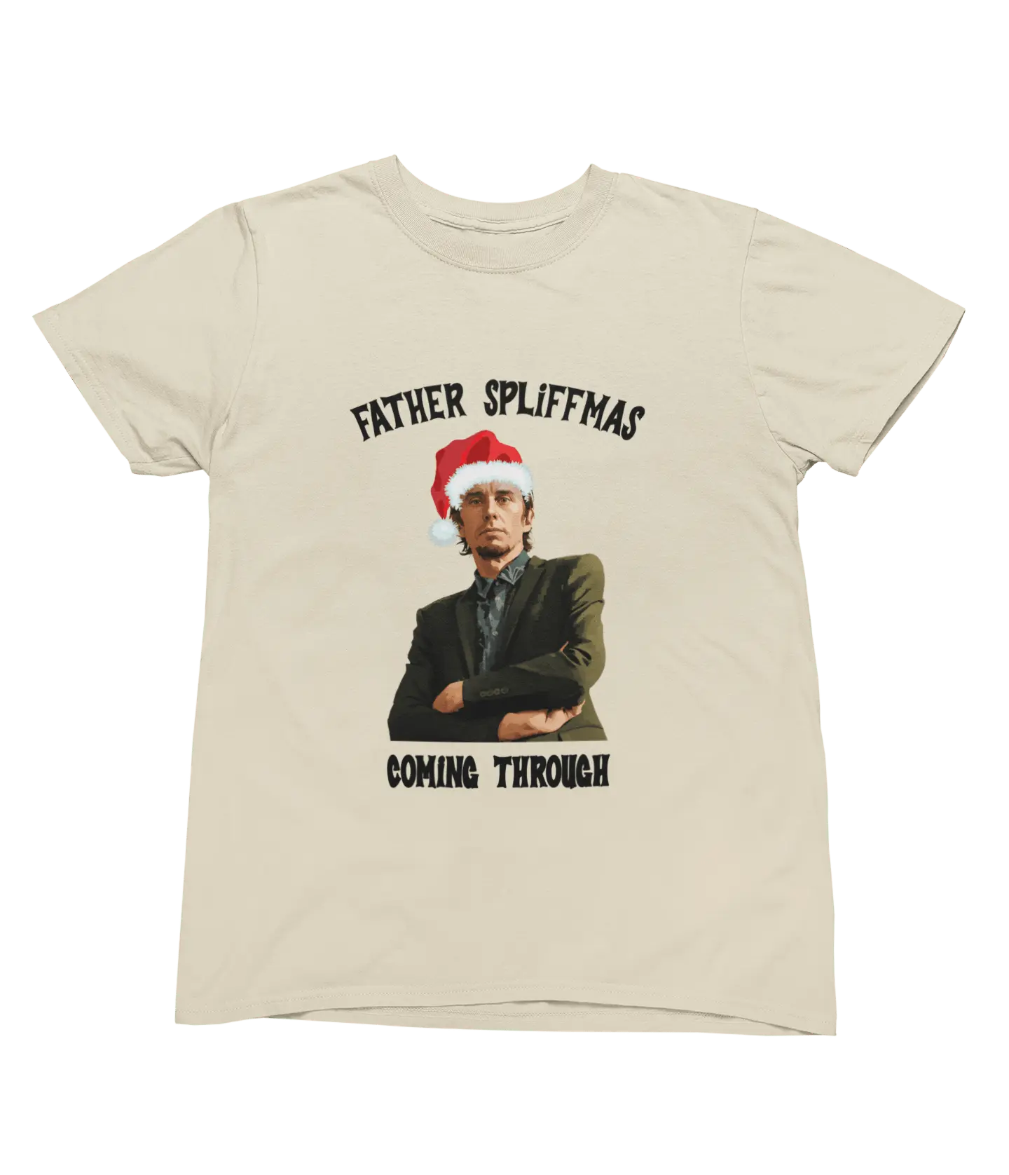 Beige Father Spliffmas Christmas T-shirt Peep Show Super Hans parody