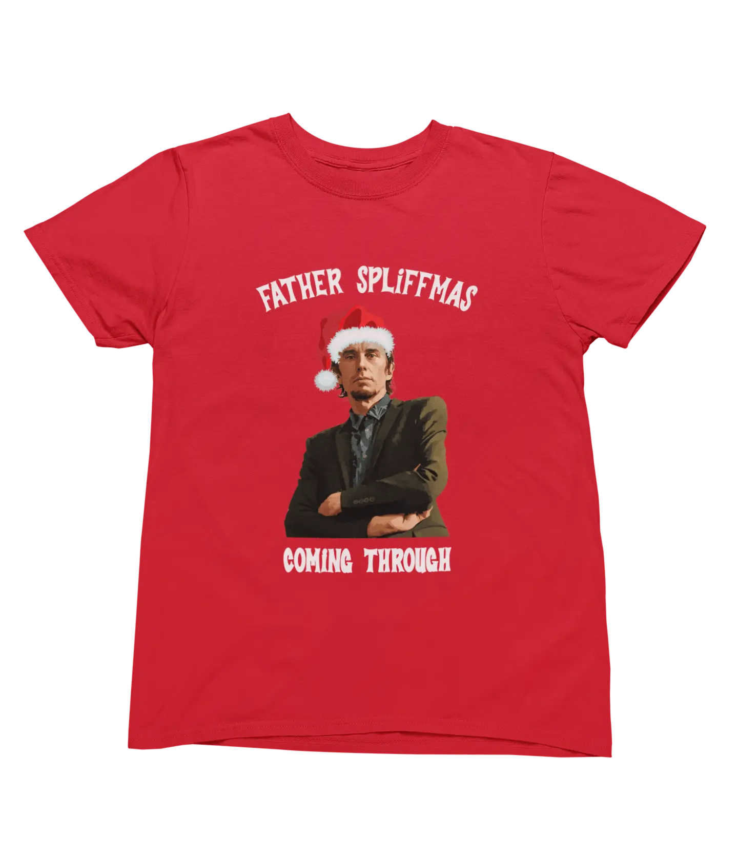 Red Father Spliffmas Christmas T-shirt Peep Show Super Hans parody