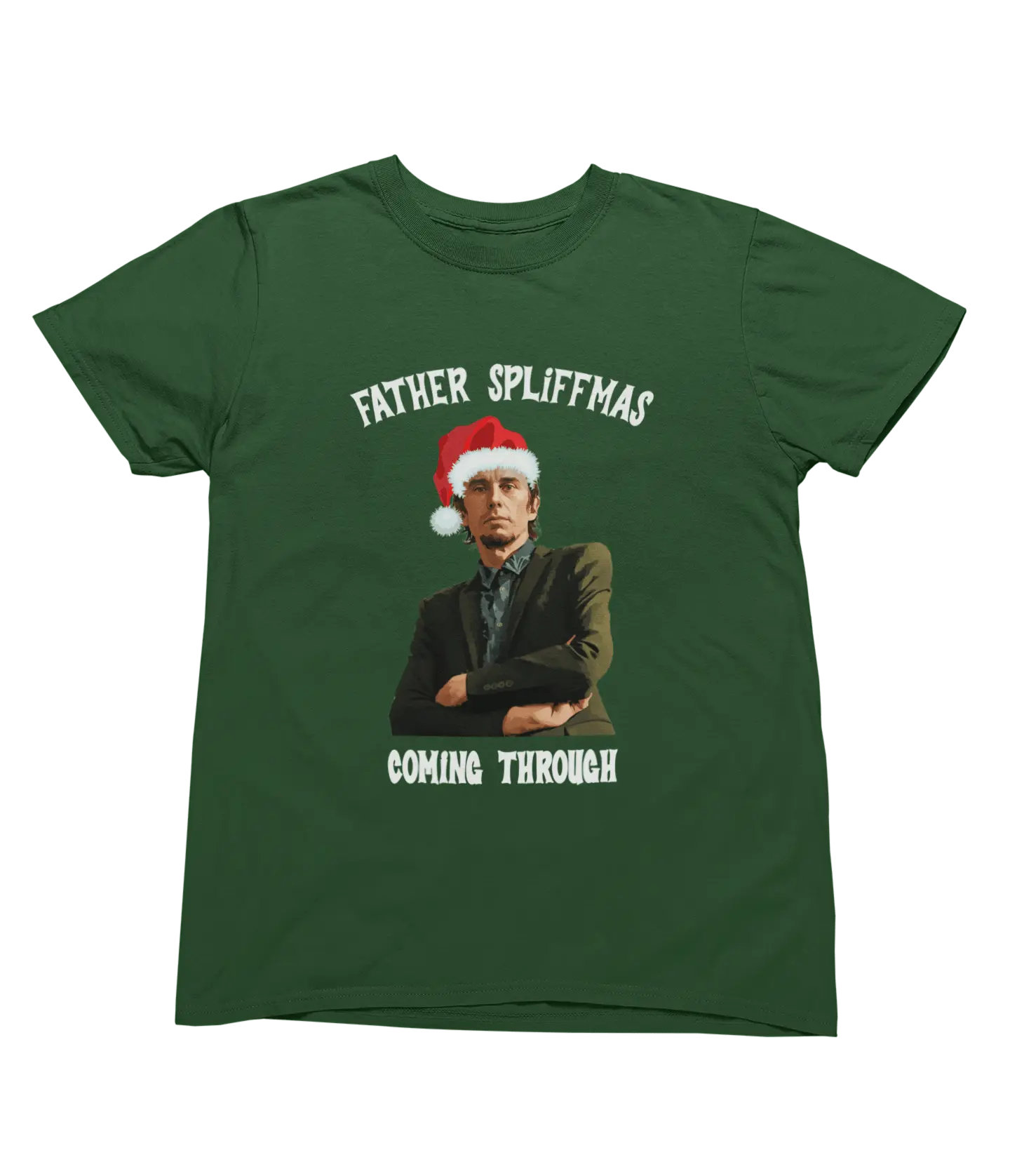Green Father Spliffmas Christmas T-shirt Peep Show Super Hans parody