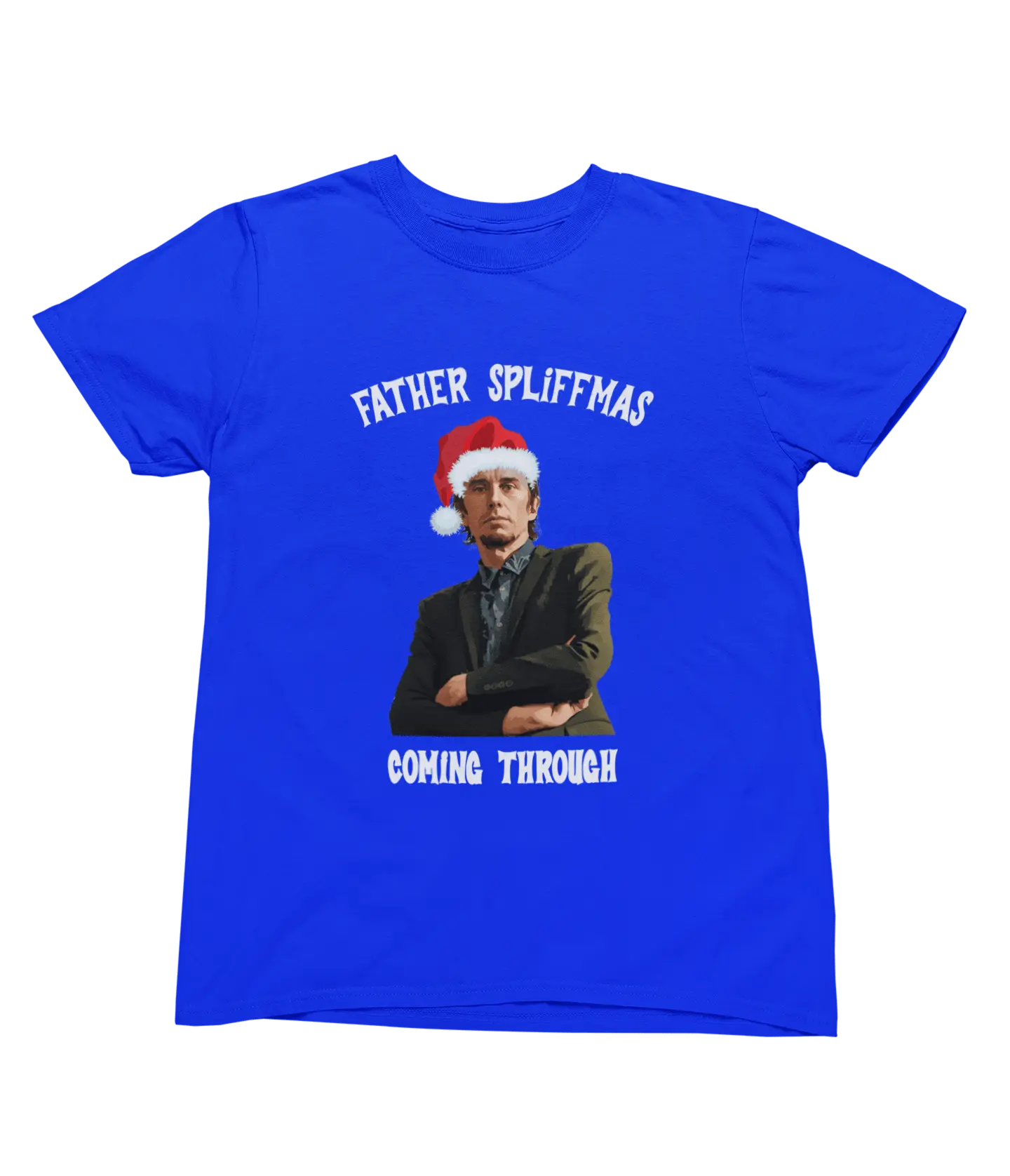 Blue Father Spliffmas Christmas T-shirt Peep Show Super Hans parody
