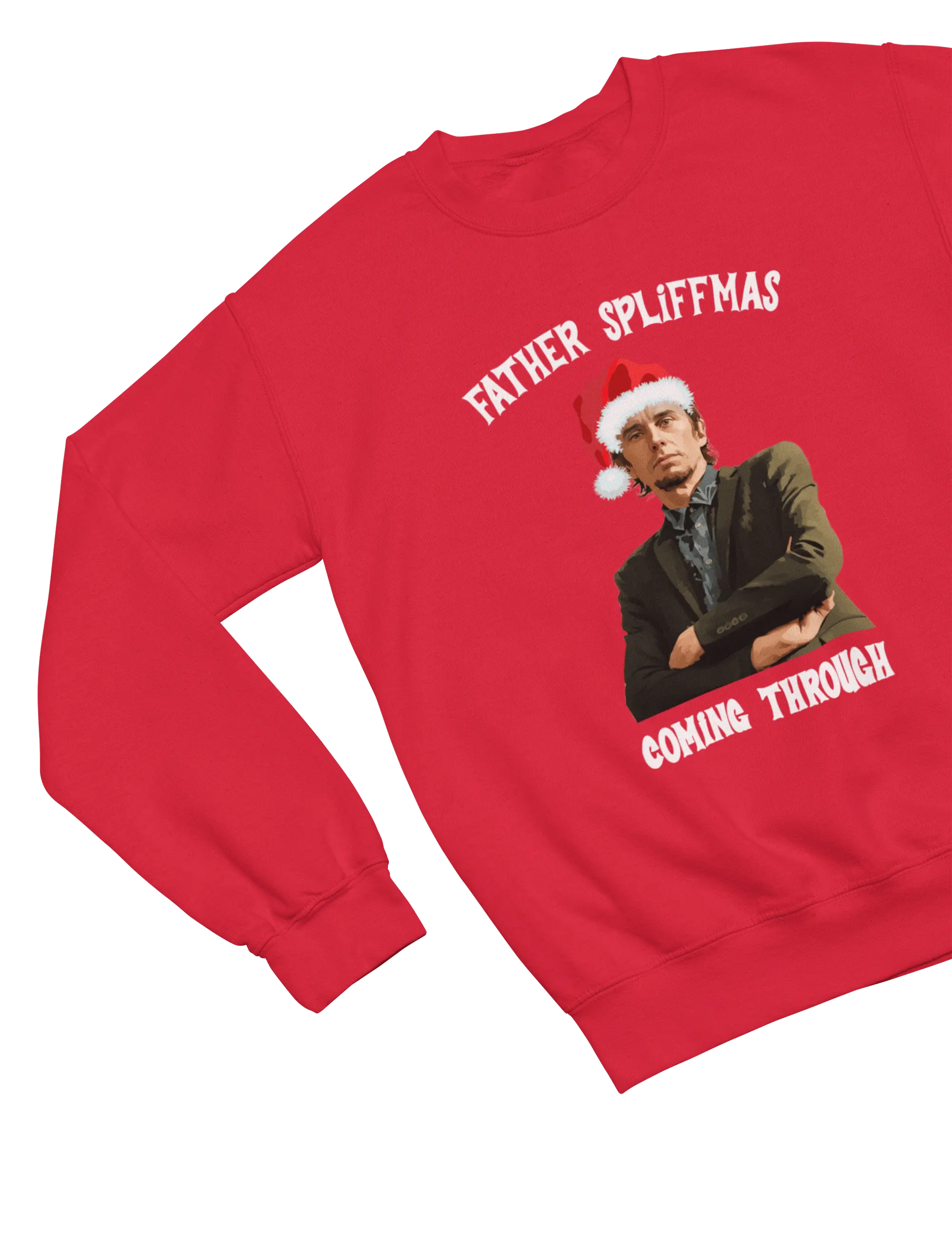 Red Father Spliffmas Christmas sweatshirt Peep Show Super Hans parody