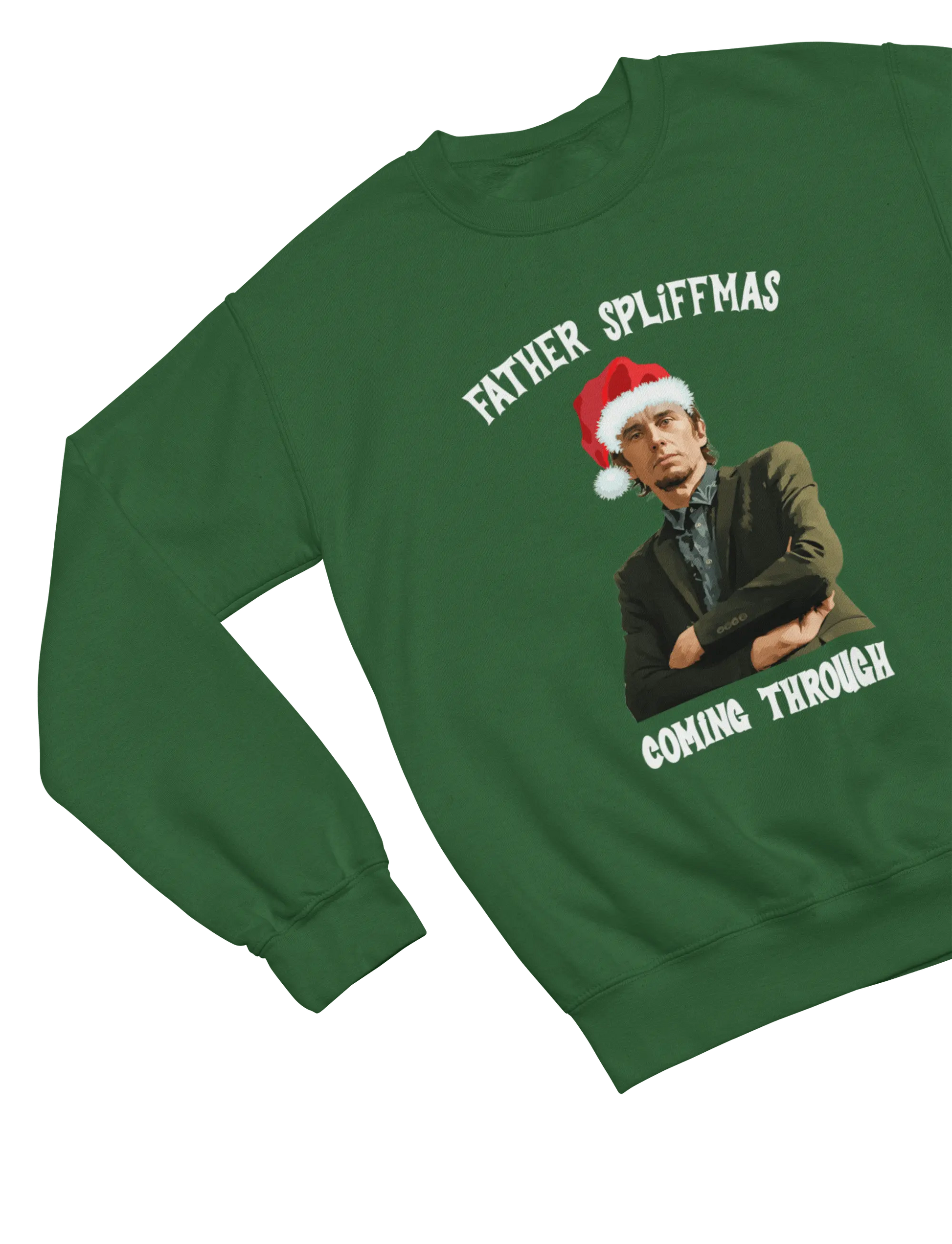 Green Father Spliffmas Christmas sweatshirt Peep Show Super Hans parody