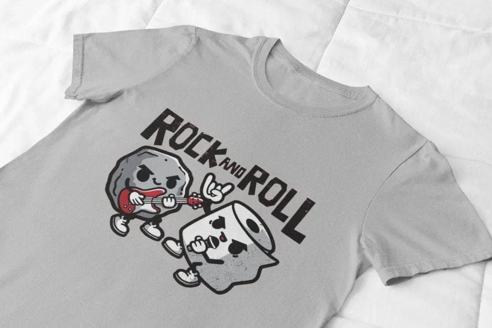 Clothing Rock and Roll Funny Cartoon Pun T-Shirt – Music Joke Tee for Pun & Band Fans Poster Kingz