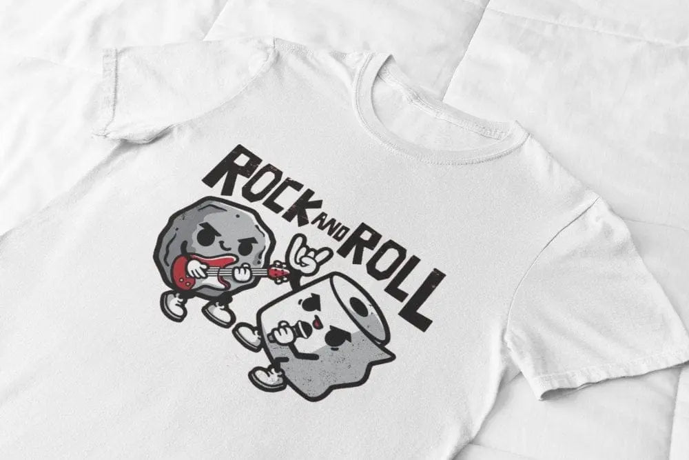 Clothing Rock and Roll Funny Cartoon Pun T-Shirt – Music Joke Tee for Pun & Band Fans Poster Kingz
