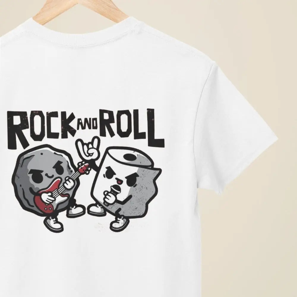 Clothing Rock and Roll Funny Cartoon Pun T-Shirt – Music Joke Tee for Pun & Band Fans Poster Kingz