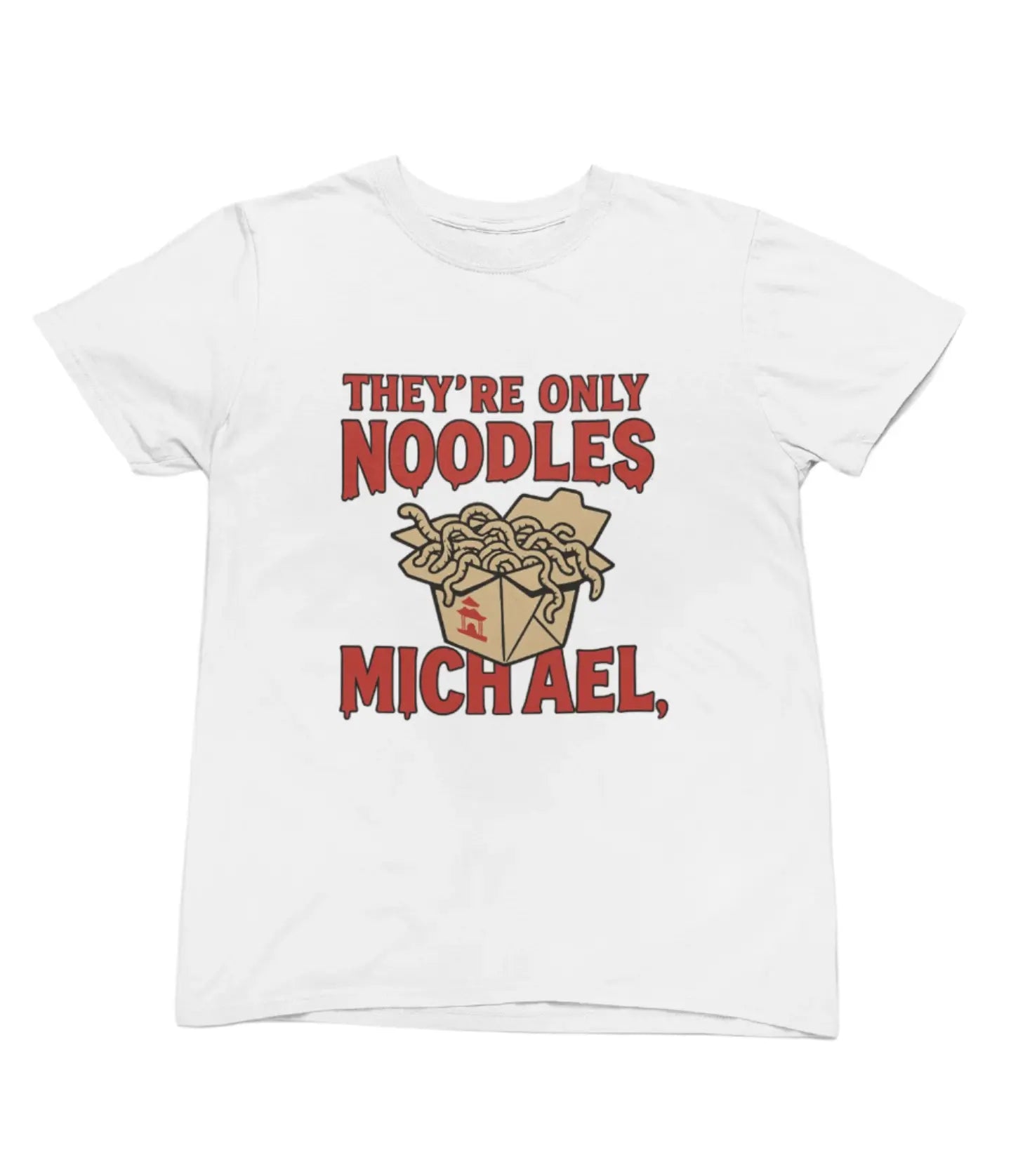 Clothing They’re Only Noodles Michael T-Shirt – Lost Boys Movie Parody Poster Kingz
