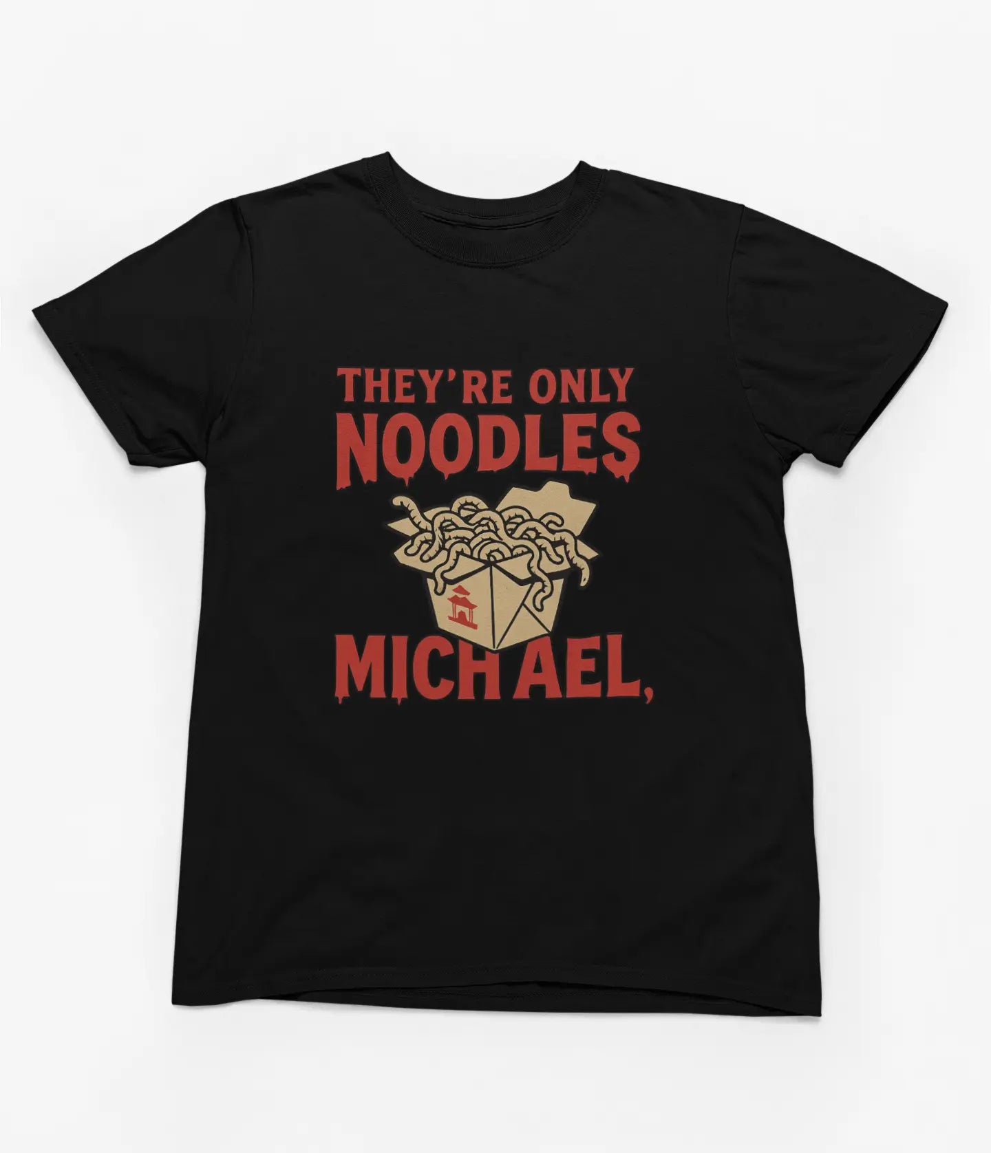 Clothing They’re Only Noodles Michael T-Shirt – Lost Boys Movie Parody Poster Kingz