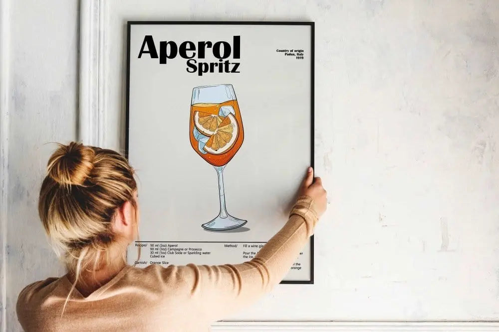 Cocktail Poster Aperol Spritz Cocktail Poster – Modern Bar Wall Art – Framed or Unframed Poster Kingz