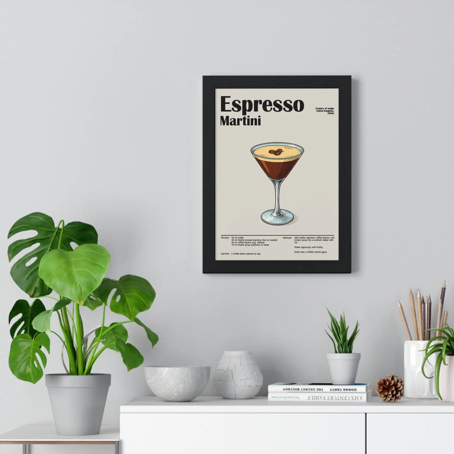 Cocktail Poster Espresso Martini Cocktail Poster – Modern Bar Wall Art – Framed or Unframed Poster Kingz