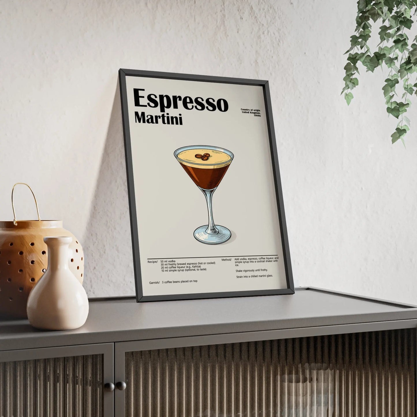 Cocktail Poster Espresso Martini Cocktail Poster – Modern Bar Wall Art – Framed or Unframed Poster Kingz