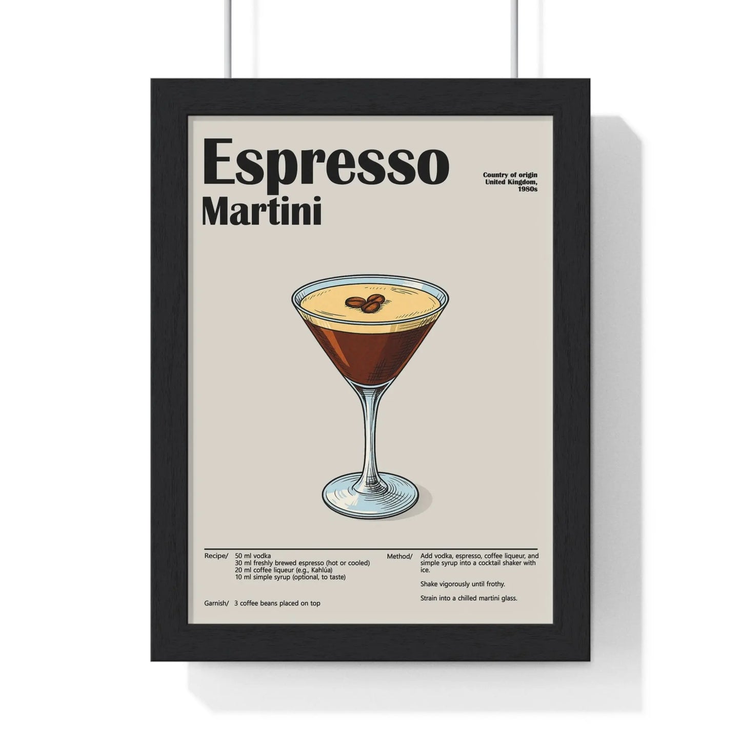 Cocktail Poster Espresso Martini Cocktail Poster – Modern Bar Wall Art – Framed or Unframed Poster Kingz