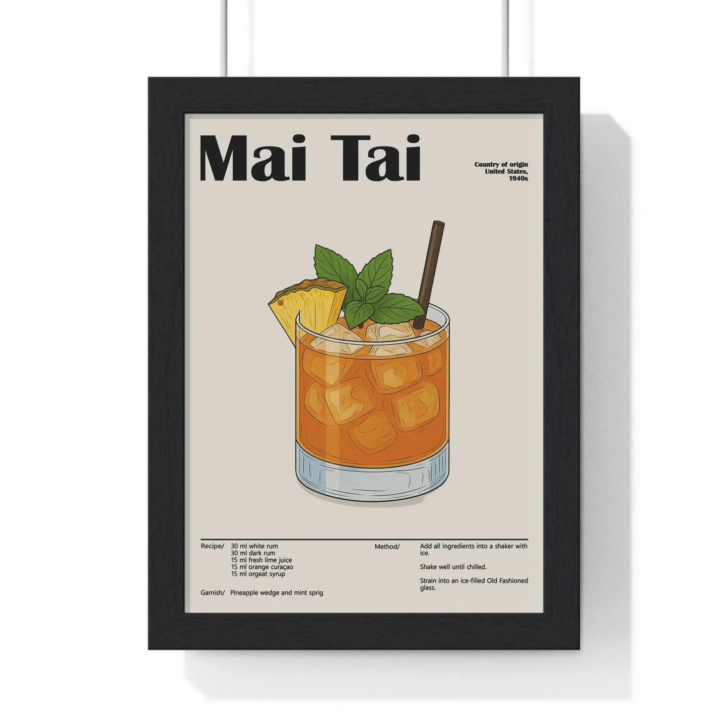Cocktail Poster Mai Tai Cocktail Poster – Tropical Rum Drink Wall Art – Framed or Unframed Poster Kingz