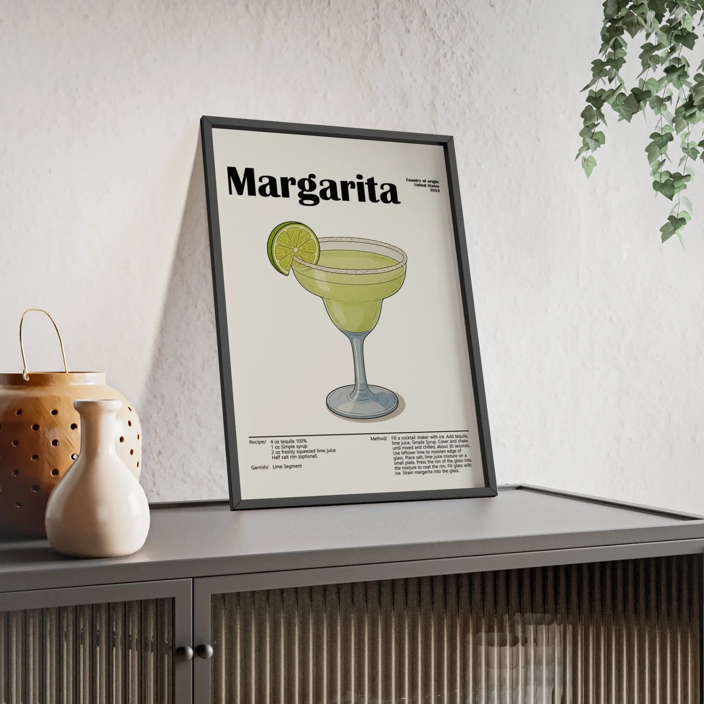 Cocktail Poster Margarita Cocktail Poster – Classic Tequila Drink Wall Art – Framed or Unframed Poster Kingz