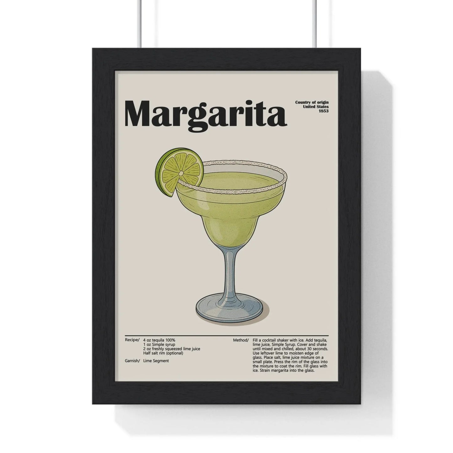 Cocktail Poster Margarita Cocktail Poster – Classic Tequila Drink Wall Art – Framed or Unframed Poster Kingz
